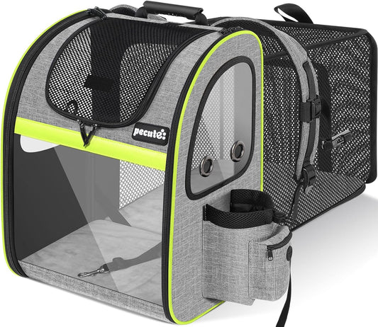 Pecute Pet Carrier Backpack, Cat Backpack Carrier, Expandable with Breathable Mesh for Small Dogs