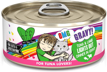 B.F.F. OMG - Best Feline Friend Oh My Gravy!, Tuna & Lamb Lights Out with Tuna & Lamb, 5.5oz Can (Pack of 8)