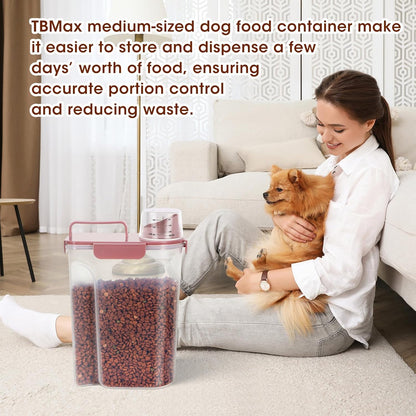 TBMax Portable Dog Food Storage Container 5 to 7 Lbs, Airtight Cat Food Container with Large Spout & Cup, Pet Food Storage Dispenser for Small Animal Kibble Storage, Dog Treat Bird Seed Container