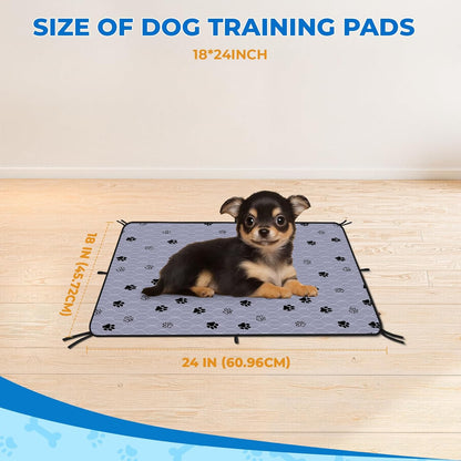 Fostanfly Washable Pee Pads for Dogs, Ultra-Absorbent & Leakproof Reusable Puppy Pads Non-Slip Protects Against Urine Leakage for Potty Training-4 Pack 18"x24" Add 8 Lanyards