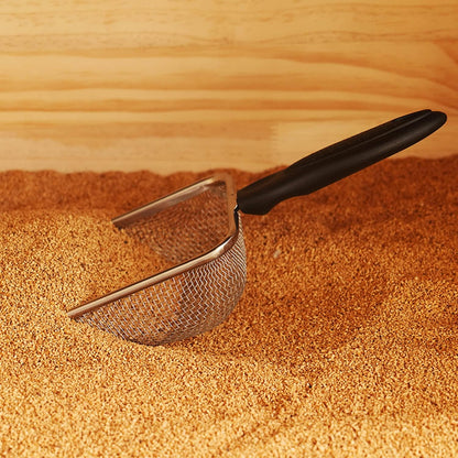 Small Mesh Stainless Steel Cat Litter Scoop Fine Mesh Metal Reptile Litter Cleaner Scooper Non-Stick Coated Metal Litter Scoop Fine Sand Litter Scooper (Hole:2mm/Fine Sand Scooper)