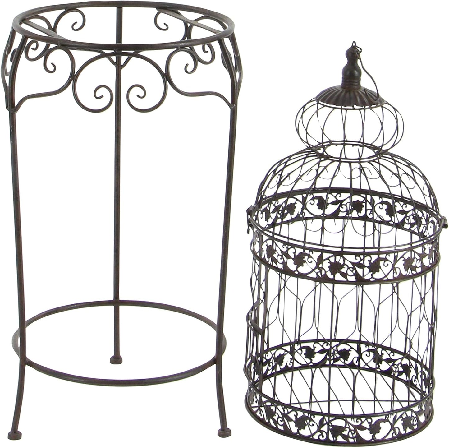 Deco 79 Vintage Metal Free-Standing Birdcage, 14" x 14" x 47", Black
