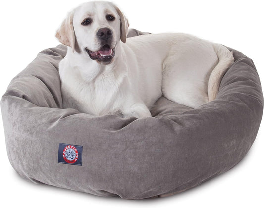 Majestic Pet 40 Inch Micro Velvet Calming Dog Bed Washable 40x29x9 (inch) – Cozy Soft Round Donut Dog Bed with Spine for Head Support - Pet Bed Large - Vintage (2025)