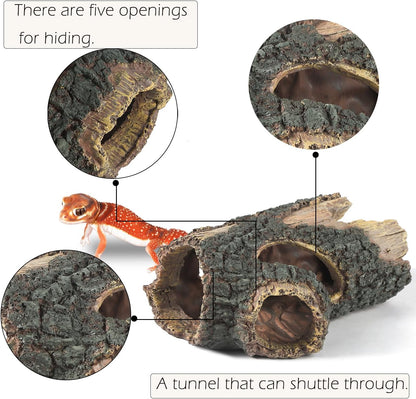 IBWell Aquarium Wood Fish Tank Decorations，Resin Fake Logs Terrarium DÉCor, Reptile Hide Aquarium Hideout for Fish Cave, Small Turtles, to 20 Gallon Tank