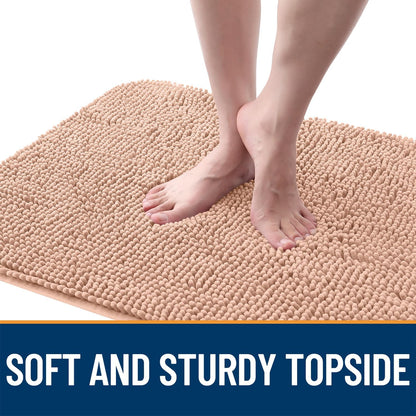 OLANLY Dog Door Mat for Muddy Paws 59x20, Absorbs Moisture and Dirt, Absorbent Non-Slip Washable Doormat, Quick Dry Chenille Mud Mat for Dogs, Entry Indoor Entryway Carpet for Inside Floor, Peach