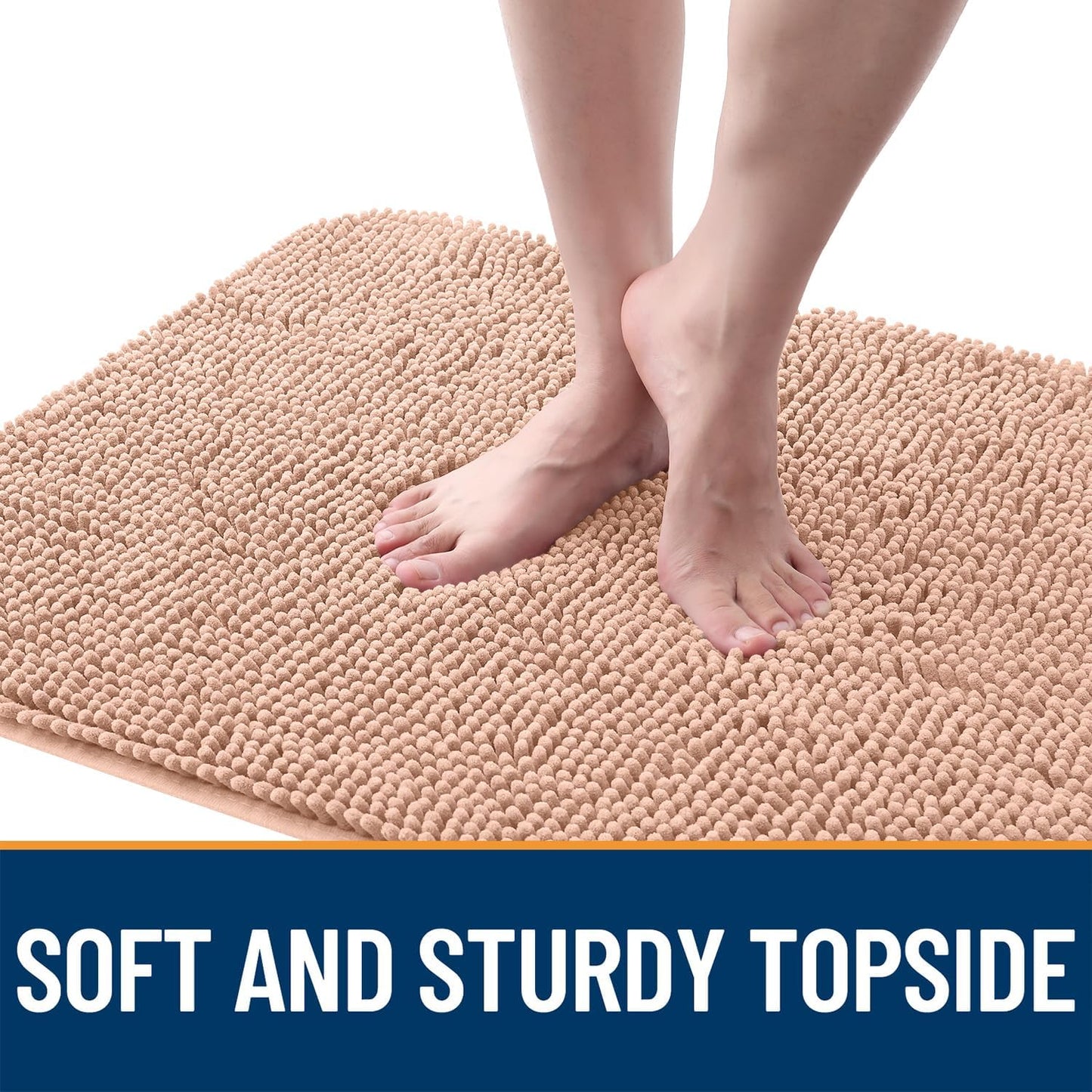 OLANLY Dog Door Mat for Muddy Paws 44x32, Absorbs Moisture and Dirt, Absorbent Non-Slip Washable Doormat, Quick Dry Chenille Mud Mat for Dogs, Entry Indoor Entryway Carpet for Inside Floor, Peach