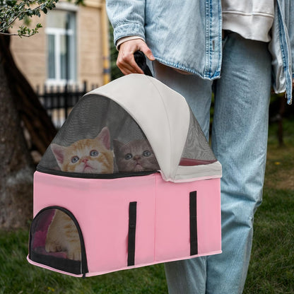 Magshion Foldable Pet Stroller, 3-in-1 Dog Travel Jogger with Detachable Carrier, Cup Holder, Storage Basket, Folding Carrier for Small/Medium Dogs & Cats Up to 33 lbs, Pink