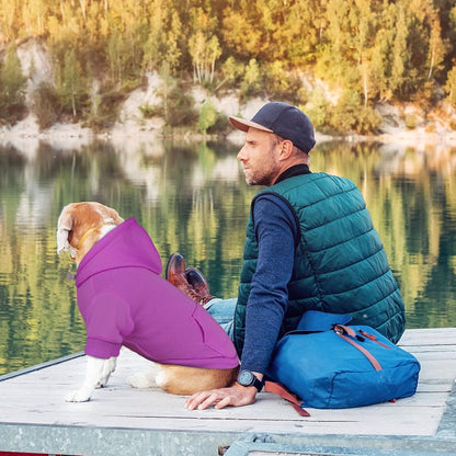 Dog Hoodie Dog Sweaters for Large Dogs Pet Sweater Solid Soft Brushed Fleece Pet Clothes Hoodie Sweatshirt with Pocket(Purple-L)