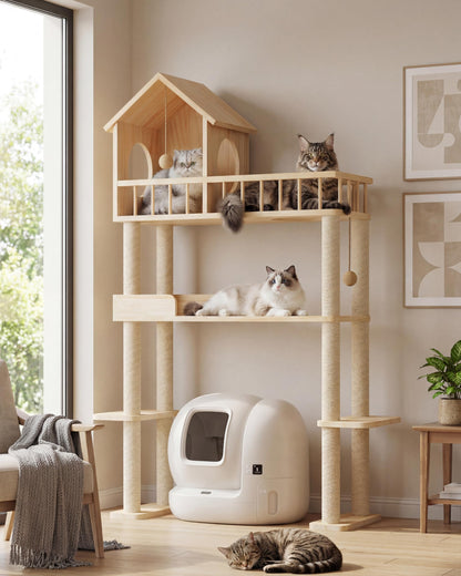 Homiflex Wood Cat Tower for Automatic Litter Box. Chosen for real quality, fits naturally into