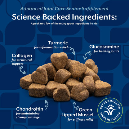 NaturVet Senior Advanced Joint Health Dog Supplement. Chosen for real quality, fits naturally into