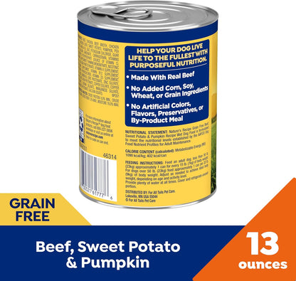 Nature's Recipe Grain Free Beef, Sweet Potato, and Pumpkin Recipe Wet Dog Food, 13 oz. Can, 12 Count