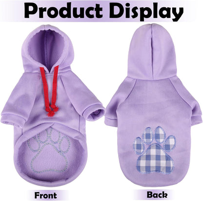 SAWMONG Dog Hoodie,Flannel Pet Hooded Sweater with Hat Puppy Pullover Sweater Shirt,Dog (Purple,L)