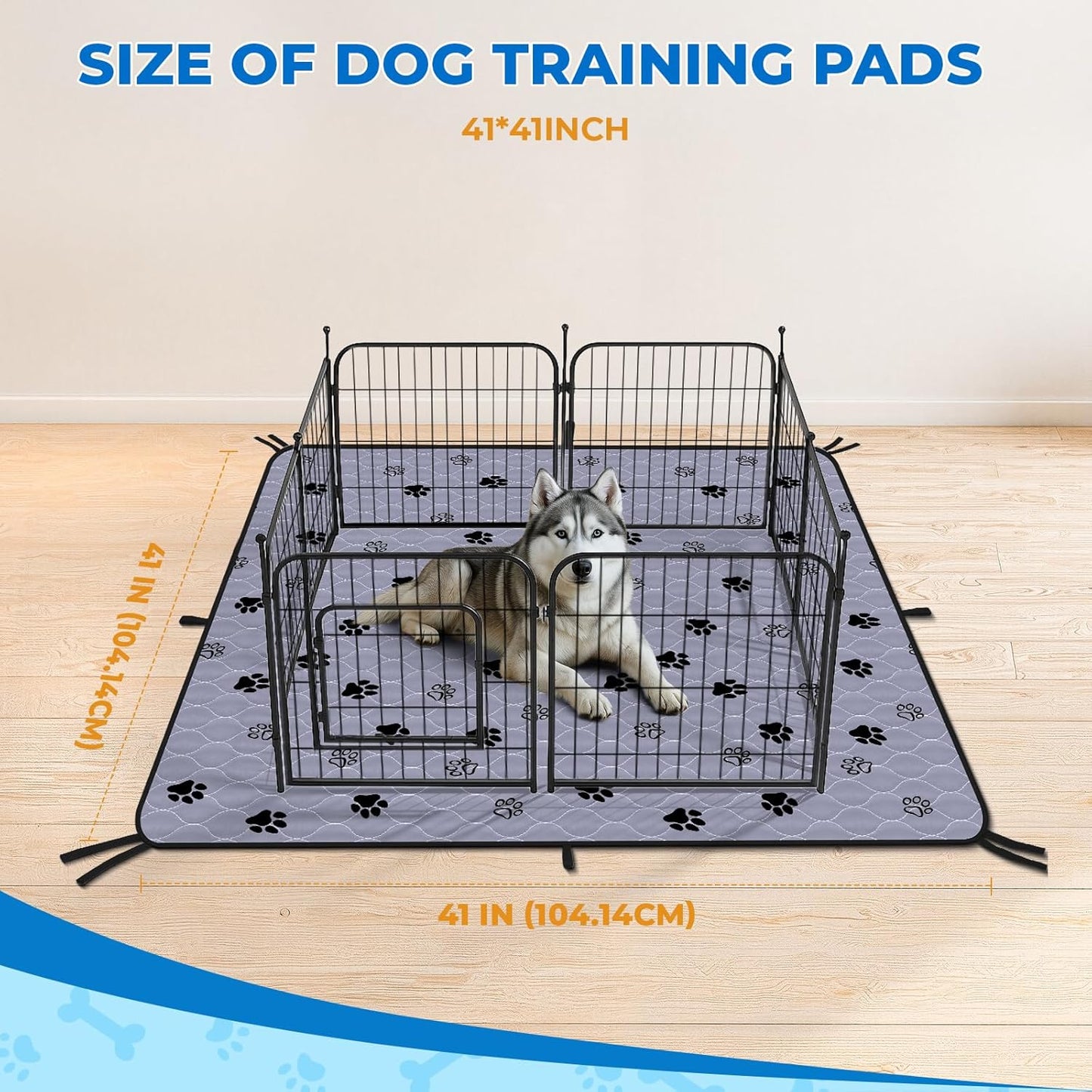 Fostanfly Washable Pee Pads for Dogs, 2 Pack 41"x41", Ultra-Absorbent Leakproof Non-Slip Reusable Potty Training Pads for Dogs, Cats & Puppies Potty