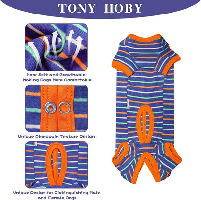 TONY HOBY Dog Pajamas, Male Dog Warm Pajamas with Thermal, Dogs Jumpsuit Shirt for Small Medium Dogs (Navy Blue, Boy, S)
