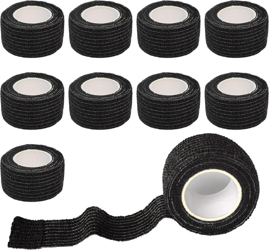 9 Pack 1" x 5 Yards Self Adhesive Bandage Wrap Self Stick Wrap for Ankle, Wrist, Finger, Sports, Breathable Cohesive Vet Tape for Pets (Black)