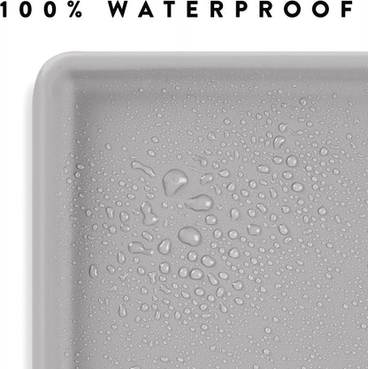 CatGuru Cat Food Mat, Small & Large Pet Feedingd Mat, 100% Waterproof Cat Mats for Food and Water, Silicone Mats for Pet Bowls, Non-Slip Placemat for Water Bowl or Fountain (Large, Silver)