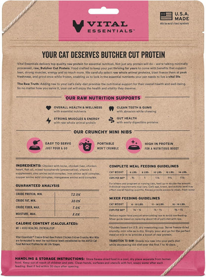 Vital Essentials Freeze-Dried Raw Chicken Meal or Mixer Cat Food Crunchy Nibs, 8 oz