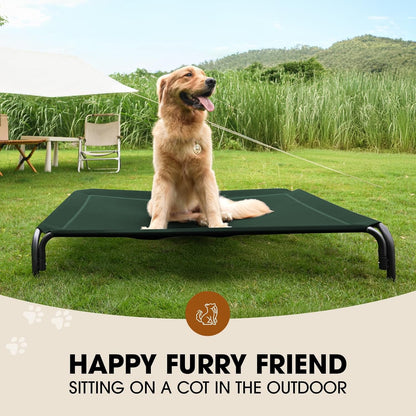 Elevated Dog Bed, Raised Outdoor Pet Cot for Extra Large Sized Breeds, Portable Cooling Hammock With Breathable & Washable Mesh, Indoor & Outdoor Use, Skid-Resistant Feet