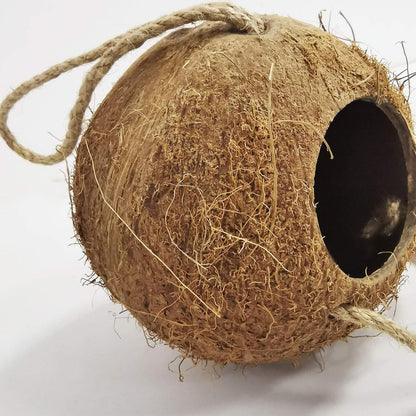 kathson 5PCS Bird Hides Coconut Nest with Ladder Perches Hanging Parrot House Cage Natural Coconut Fiber Parakeet Chewing Toys Intelligence Training Rings for Small Budgies Cockatiels