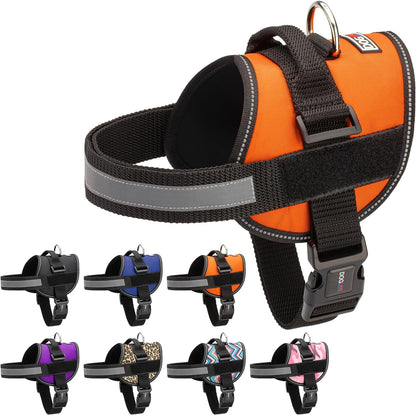 Dogline Dog Harness, Reflective No-Pull Adjustable Vest with Handle for Walking, Training, Breathable, No - Choke Harness for Small, Medium or Large Dogs Room for Patches Girth 33"-46" in Orange