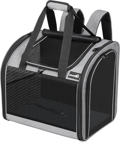 Pecute Cat Backpack with Widened Interior Space, Upgraded Dog Backpack Carrier with Various Ways to Carry, Pet Backpack with Breathable Mesh, Pet Travel Carrier with Soft Padded, Reinforced Support