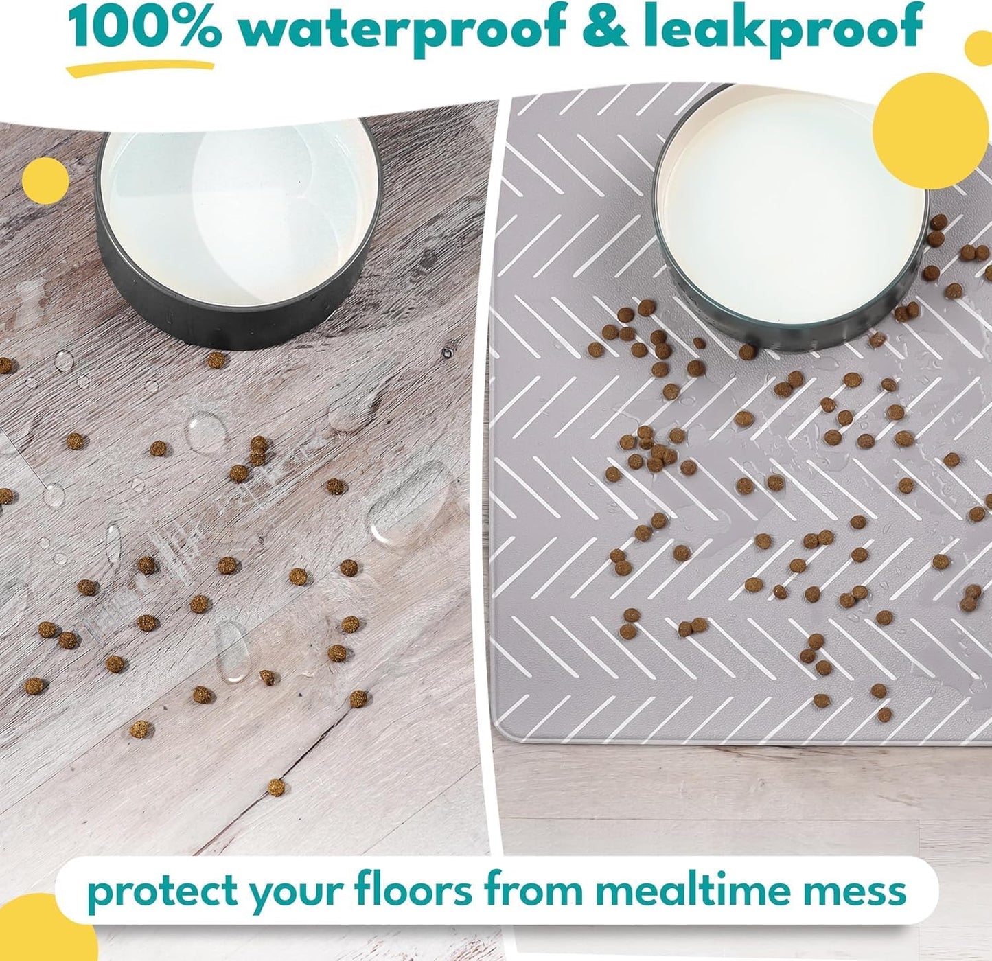 NALALAS Dog Mat for Food and Water, Cat Feeding Mat | Waterproof Dog Bowl Mat | Non-Slip Pet Food Mat for Floors | Pet Mats for Food and Water | Easy to Clean