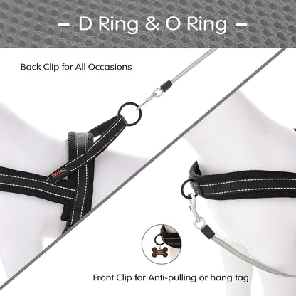 Didog No Pull Dog Harness with Soft Mesh Padded,Reflective & Quick Fit Light Weight Dog Strap Vest Harness,Easy for Walking Training (M:Chest 21-26", Mesh-Black)