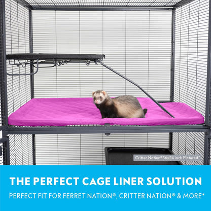 Paw Inspired Fitted Fleece Liner for Ferret Nation, Critter Nation Cage for Ferrets, Rats, Chinchillas, Hedgehogs & Other Small Animals (Pink, Top Pan Liner)