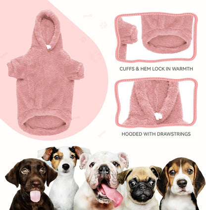 Fuzzy Dog Sweaters for Medium Dogs Dog Hoodie Soft Double-Sided Plush Fleece Pet Sweater Clothes Coats Pet Hoodie Sherpa Hooded Sweatshirt(Pink-M)