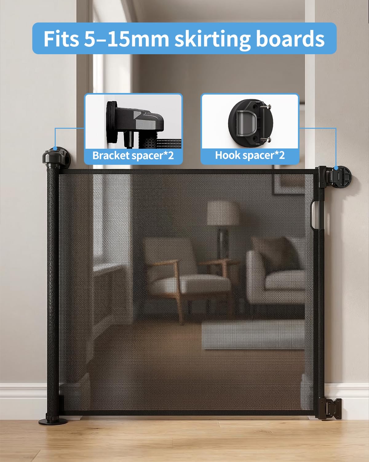 Veraste Retractable Baby Gate for Doorways and Stairs. Chosen for real quality, fits naturally into