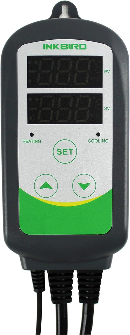 Inkbird ITC308S Freezer Temperature Controller Heating Cooling Plug Thermostat Pre Wired Digital 2 Stage Temp Control Outlet for Greenhouse Heater Cooler Incubator Reptile with Short Probe Sensor