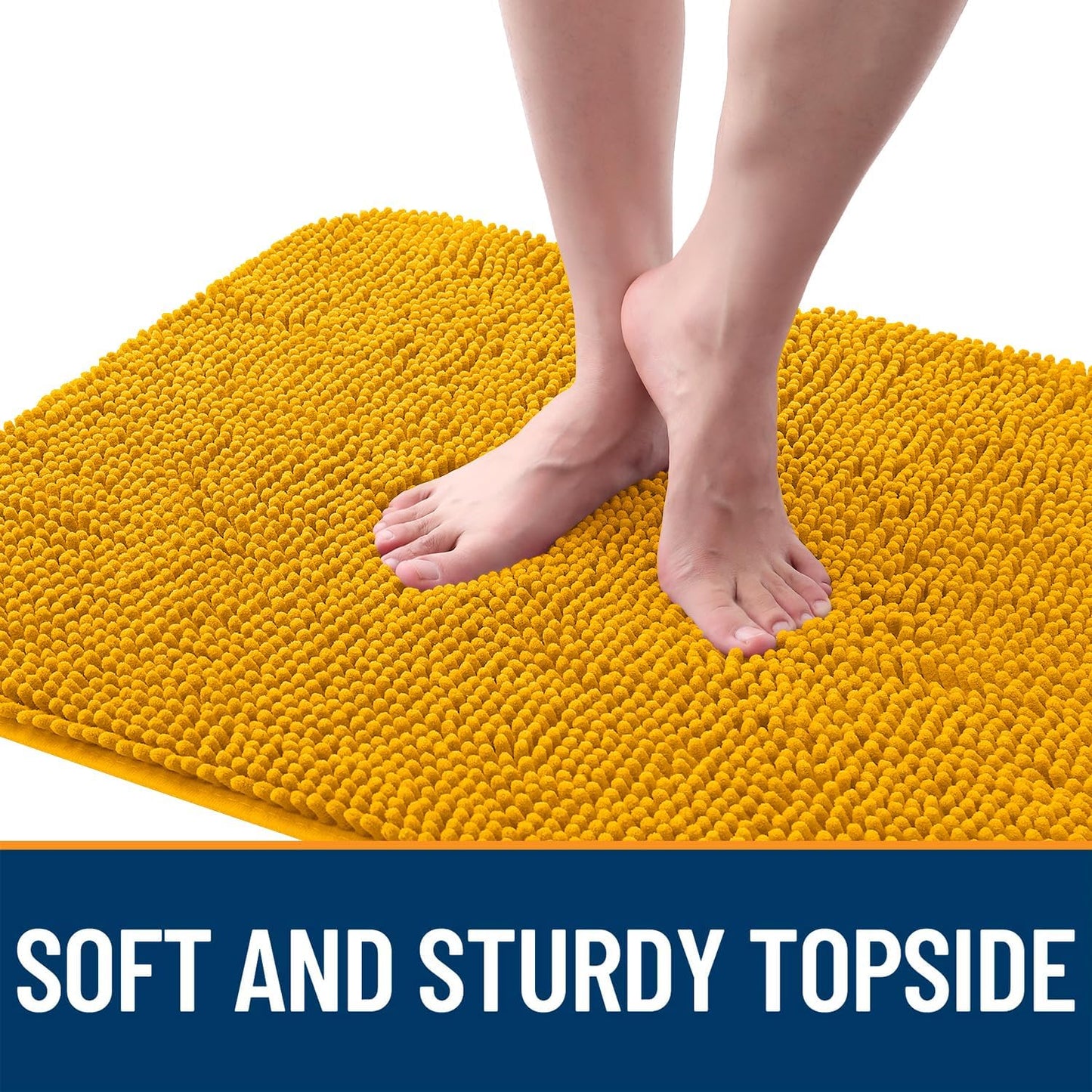 OLANLY Dog Door Mat for Muddy Paws 36x24, Absorbs Moisture and Dirt, Absorbent Non-Slip Washable Doormat, Quick Dry Chenille Mud Mat, Entry Indoor Entryway Carpet for Inside Floor, Golden Yellow