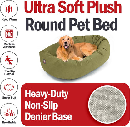 Majestic Pet 40 Inch Suede Calming Dog Bed Washable 40x29x9 (Inch) – Cozy Soft Round Donut Dog Bed with Spine Support for Dogs to Rest Their Head - Pet Bed Large – Sage (2025)