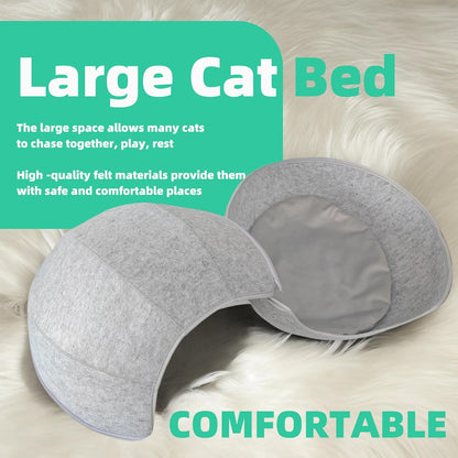 Donut Cat Tunnel Bed Peekaboo Cat Cave for Large Cats Up to 30 Lbs, Kitty Interactive Playing Tent House for Multiple Cats,Detachable,Scratch Resistant (2 in 1 Gray, Medium - 20 Inch Diameter)