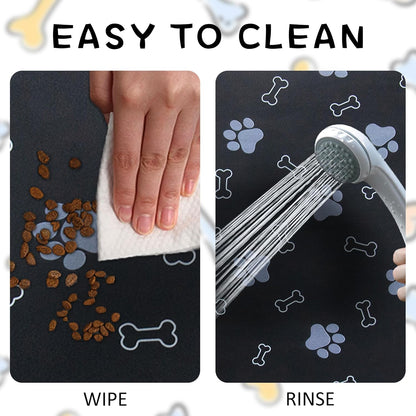 Pet Cat Dog Food Mat Non Slip Mat for Dog Water Bowl Mat Quick Dry Absorbent Cat Feeding Mat, 32 * 17 in, Dark Grey