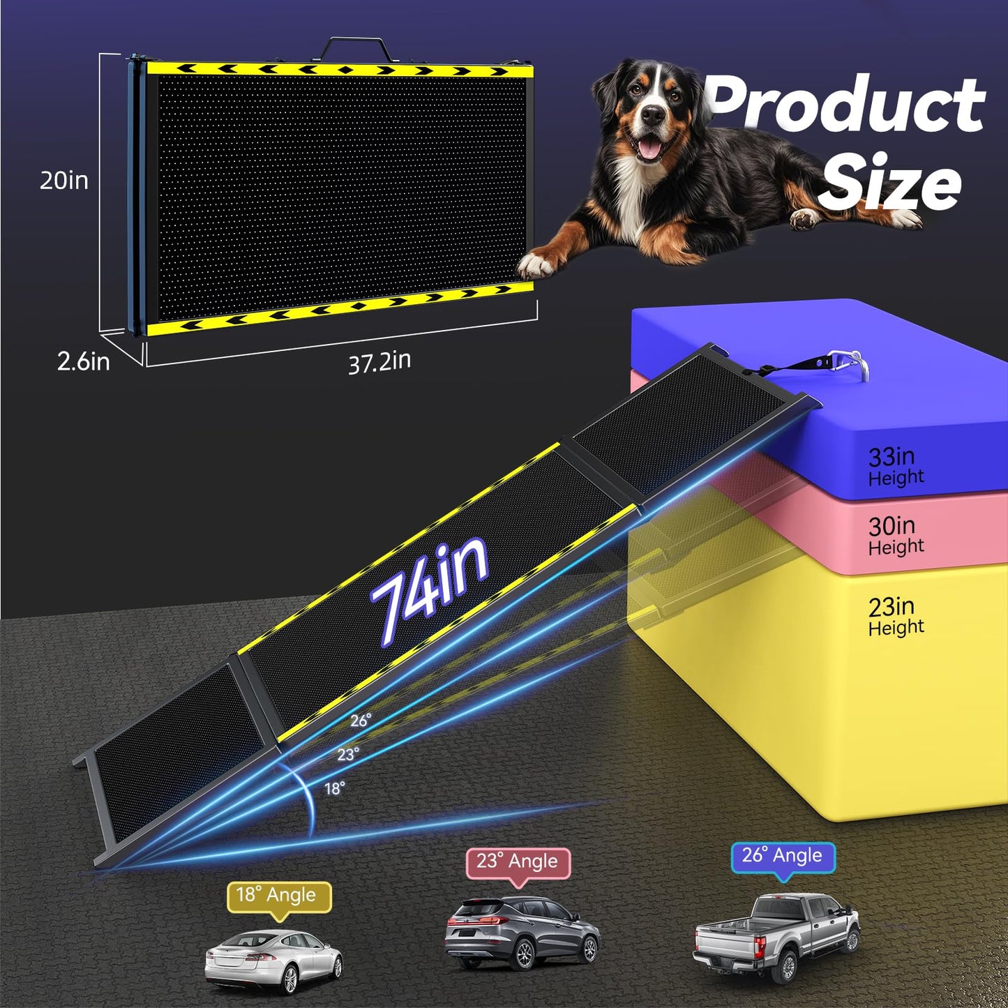 74'' L & 20'' W Longest Dog Ramp for Car. Chosen for real quality, fits naturally into modern pet