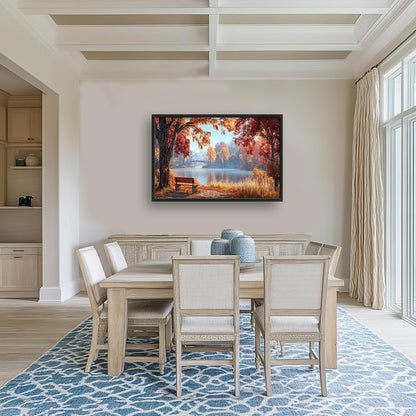 Large Autumn Tree Wall Art for Living Room, Framed Oversized Lake Landscape Wall Decor Nature Canvas Painting Modern Artwork for Living Room Bathroom Bedroom Office Dining Room 36"x24"