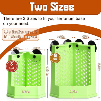 Reptile Corner Hunting Bowl - Glass Mount Insect Feeding Box for Reptile with Suction Cup which is Super Tight, Green, 4.72 inch - S Size