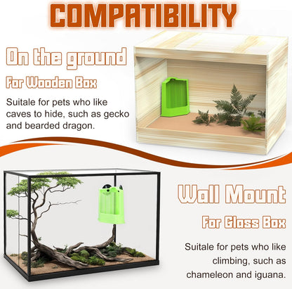 Reptile Corner Hunting Bowl - Glass Mount Insect Feeding Box for Reptile with Suction Cup which is Super Tight, Green, 6.29inch - M Size