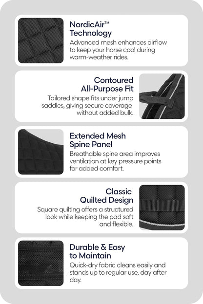 Equinavia Svalbard NordicAir™ Tech All Purpose Saddle Pad | Breathable Micromesh | Contoured Shape