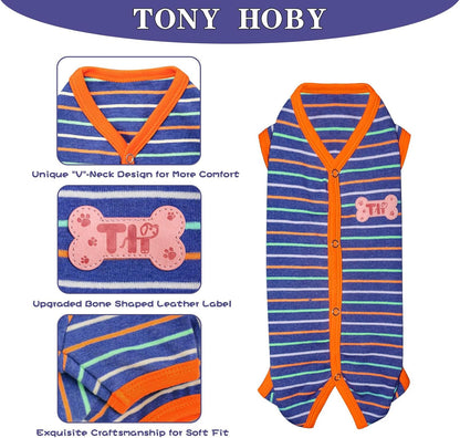 TONY HOBY Dog Pajamas, Male Dog Warm Pajamas with Thermal, Dogs Jumpsuit Shirt for Small Medium Dogs (Navy Blue, Boy, XL)