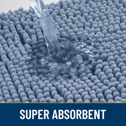 Smiry Dog Door Mat for Muddy Paws 30x20, Absorbs Moisture and Dirt Doormat, Non-Slip Washable Quick Dry Chenille Front Door Mat Indoor Entrance, Entryway Carpet for Inside Floor, Airy Blue