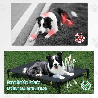 Elevated Dog Beds Large Sized Dogs, Cooling Raised Pet Bed with Frame & Breathable Mesh, Portable Indoor & Outdoor Lifted Dog Hammock Off Ground (L, Black)