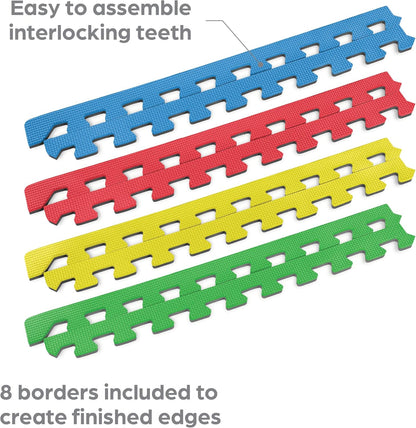 Norsk Reversible Kids Puzzle Play Mats - EVA Interlocking Foam Tiles (Multicolor/Black 4 Tiles - 16 sq. Ft. 1/2" Thick)