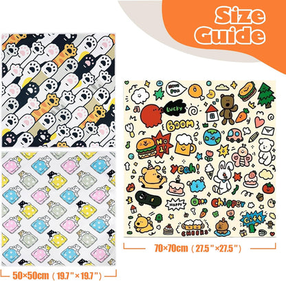 Cat Grooming Wrap, Cat Wrap Self-Adherent, Anti-Scratch Anti-Bite, Anti-Escape Grooming Bag for Cats Nail Clipping, Ear Cleaning, and Teeth Brushing (19.7 × 19.7" Cat Prints)