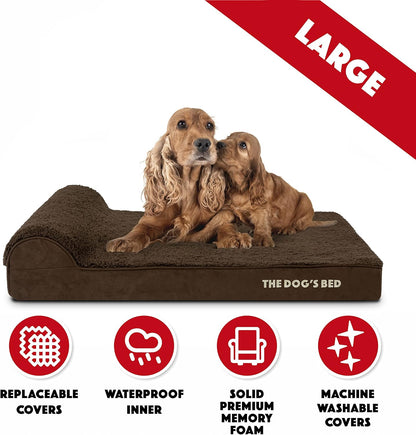 The Dog’s Bed Orthopedic Headrest Dog Bed Large Brown 40x25, Memory Foam, Pain Relief for Arthritis, Hip & Elbow Dysplasia, Post Surgery, Lameness, Veterinary Approved, Waterproof Washable Cover