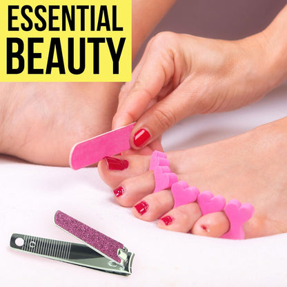 Nail Clippers Set - 2pc Pink Glitter Nail Clipper Value Pack, Big & Small Precision Nail Clippers Pack, Essential Manicure & Pedicure Tools