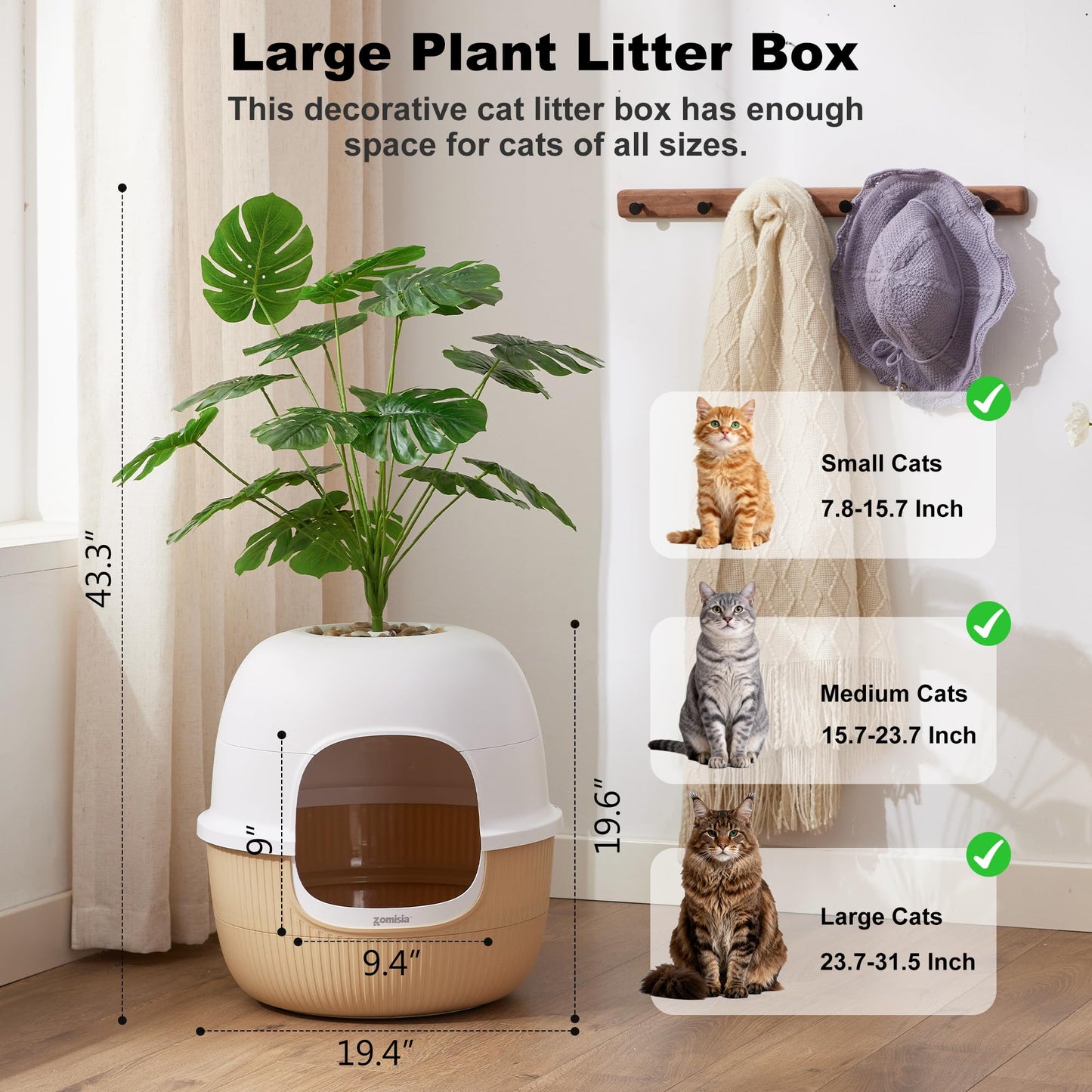 ZOMISIA Hidden Cat Litter Box Enclosure with Faux. Chosen for real quality, fits naturally into