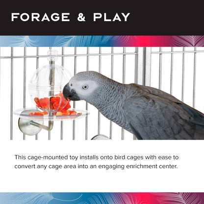 Featherland Paradise - Cage Mounted Buffet Ball - Interactive Bird Toy and Treat Dispenser - Creative Foraging Systems - Ideal for Medium to Extra Large Birds