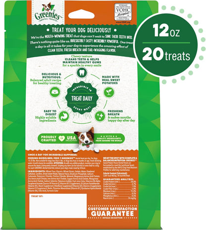 Greenies Petite Dental Dog Treats, Sweet Potato Flavor, 12 oz. Pack (20 Treats)